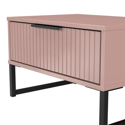 Fluted Side Table Pink 1 Drawer 58cm