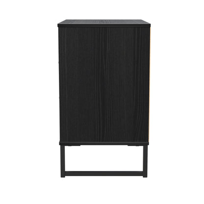 Fluted Chest of Drawers Black 3 Drawers 76cm