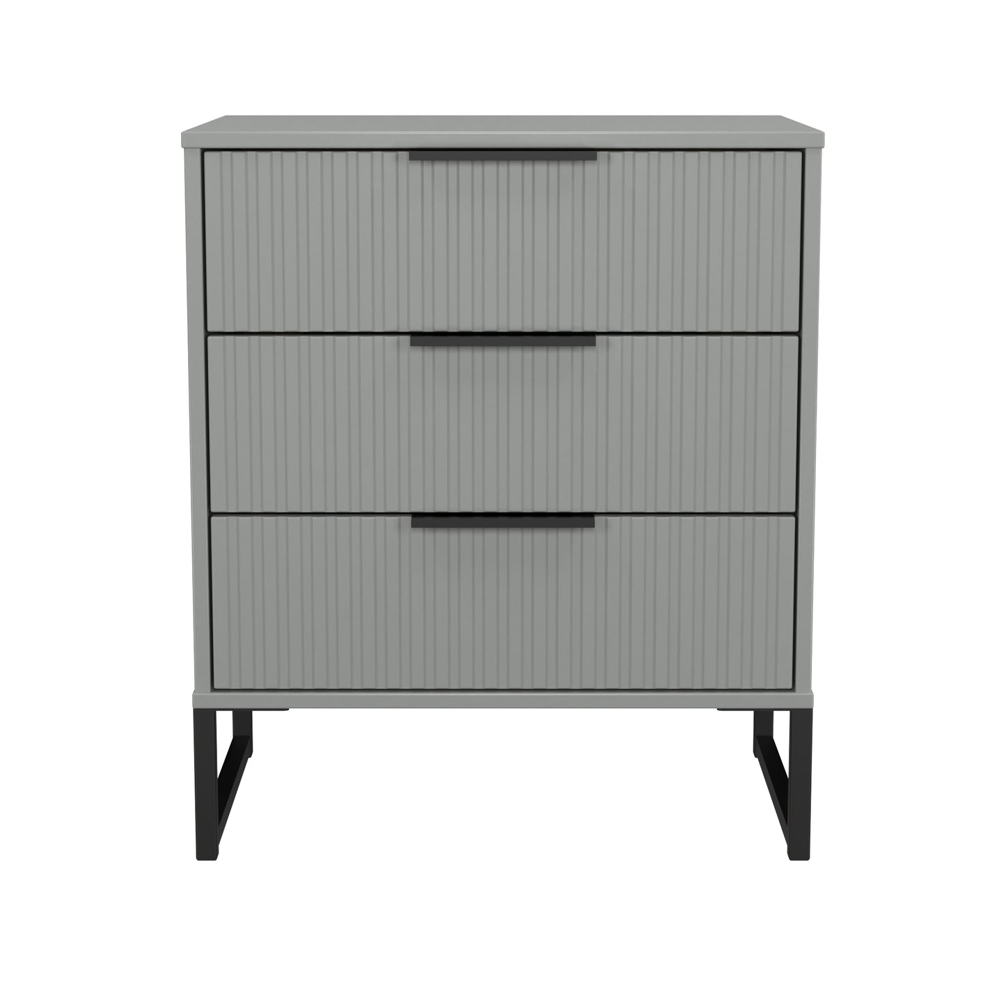 Fluted Chest of Drawers Grey 3 Drawers 76cm