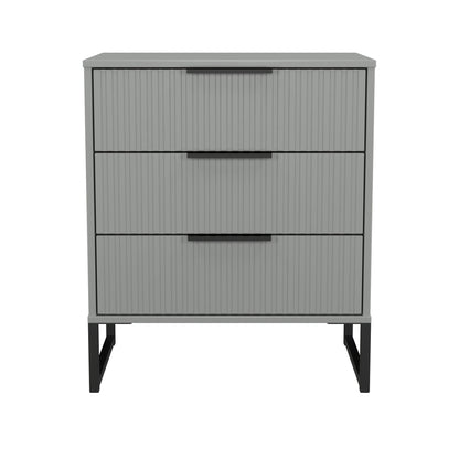 Fluted Chest of Drawers Grey 3 Drawers 76cm