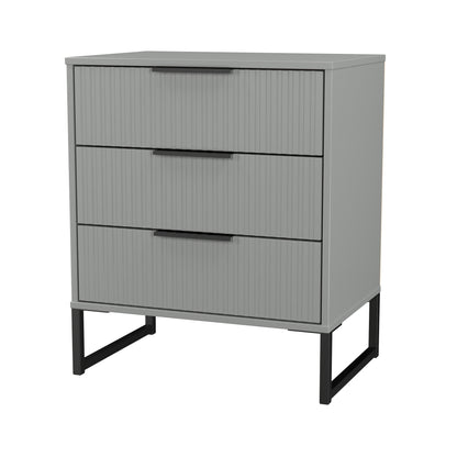 Fluted Chest of Drawers Grey 3 Drawers 76cm