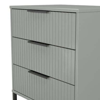 Fluted Chest of Drawers Grey 3 Drawers 76cm