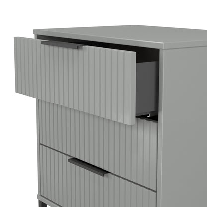 Fluted Chest of Drawers Grey 3 Drawers 76cm