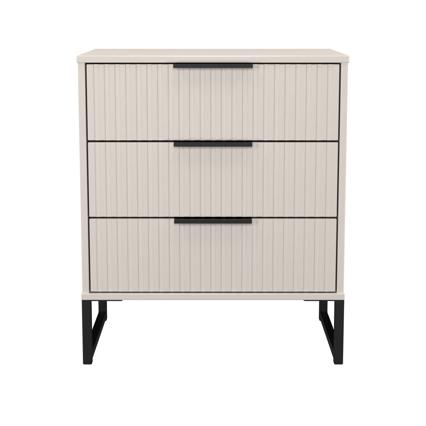 Fluted Chest of Drawers Off-White 3 Drawers 76cm