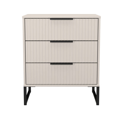 Fluted Chest of Drawers Off-White 3 Drawers 76cm