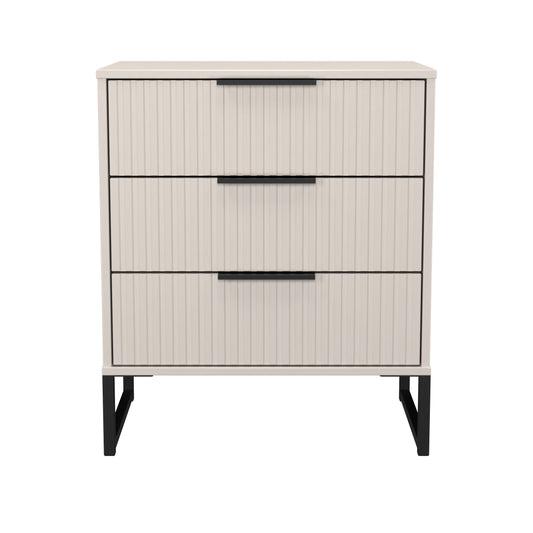 Fluted Chest of Drawers Off-White 3 Drawers 76cm