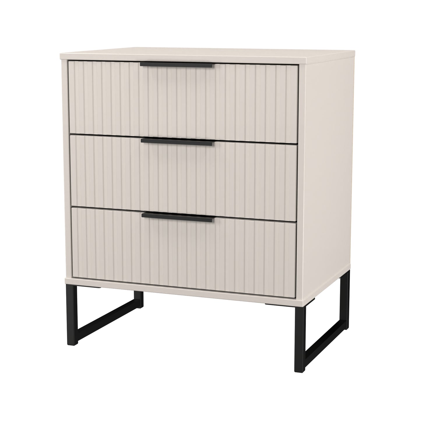 Fluted Chest of Drawers Off-White 3 Drawers 76cm