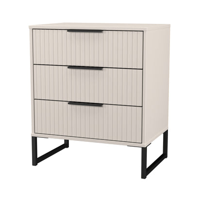 Fluted Chest of Drawers Off-White 3 Drawers 76cm