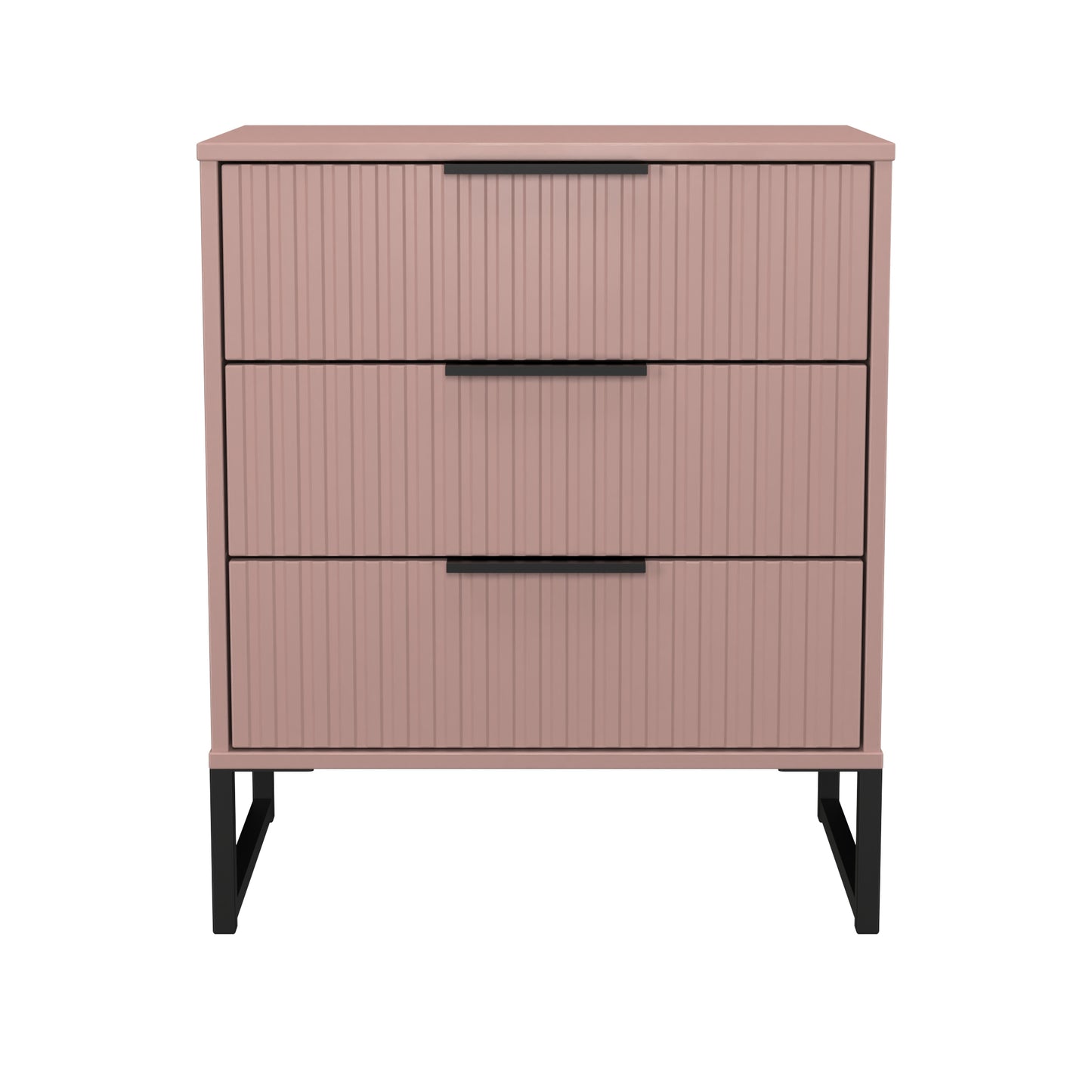 Fluted Chest of Drawers Pink 3 Drawers 76cm