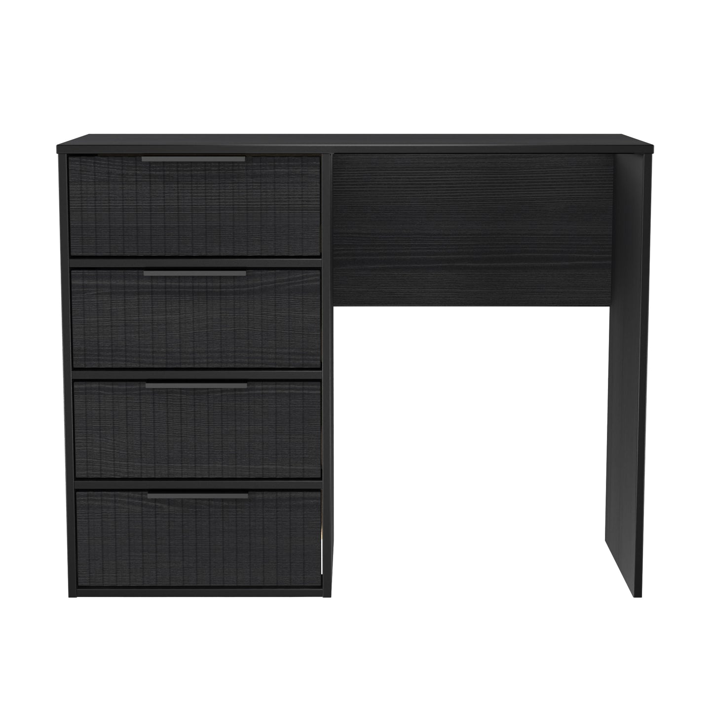 Fluted Desk Black 4 Drawers 97cm