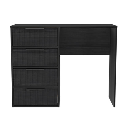 Fluted Desk Black 4 Drawers 97cm