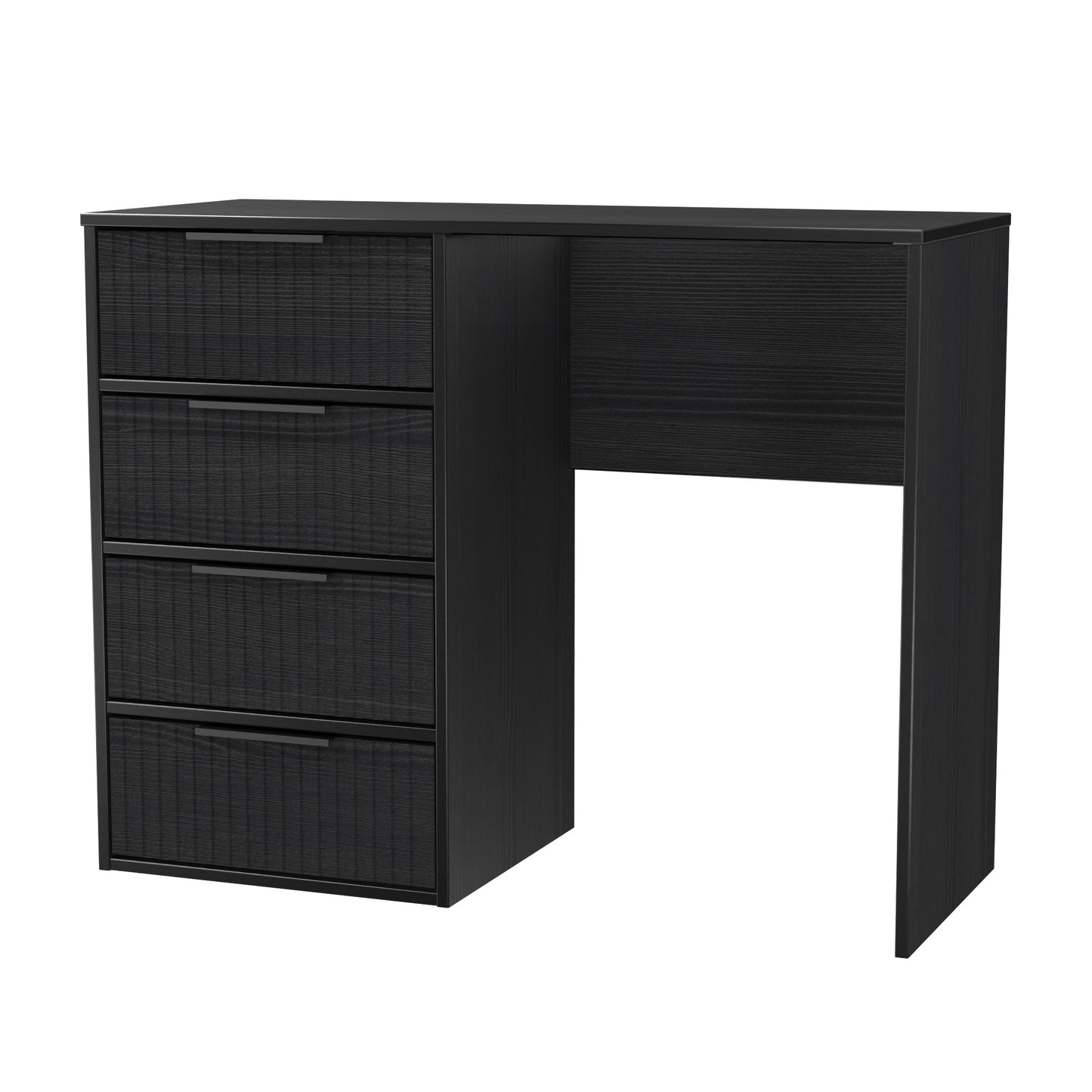 Fluted Desk Black 4 Drawers 97cm