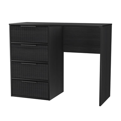 Fluted Desk Black 4 Drawers 97cm