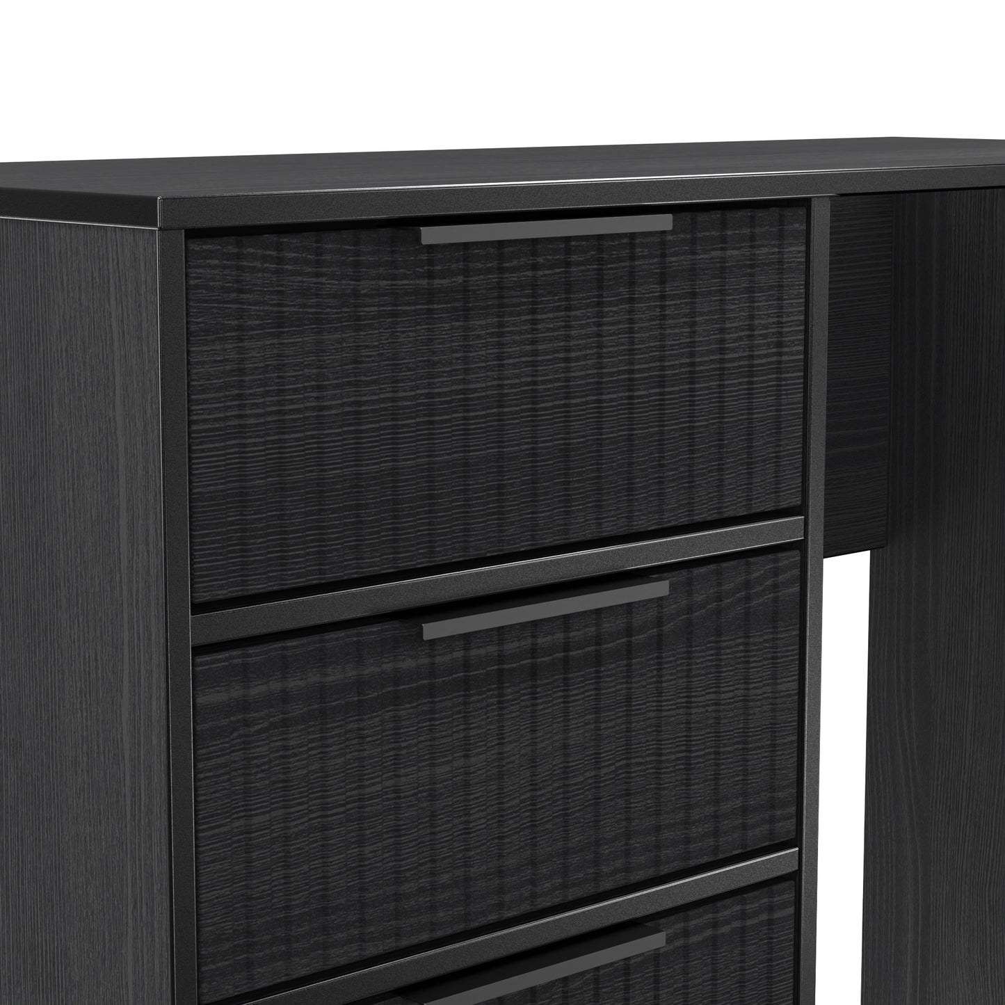 Fluted Desk Black 4 Drawers 97cm