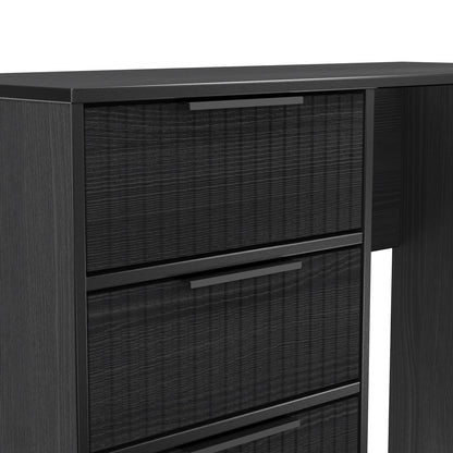 Fluted Desk Black 4 Drawers 97cm