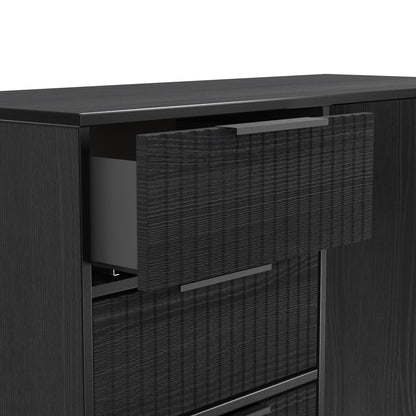 Fluted Desk Black 4 Drawers 97cm