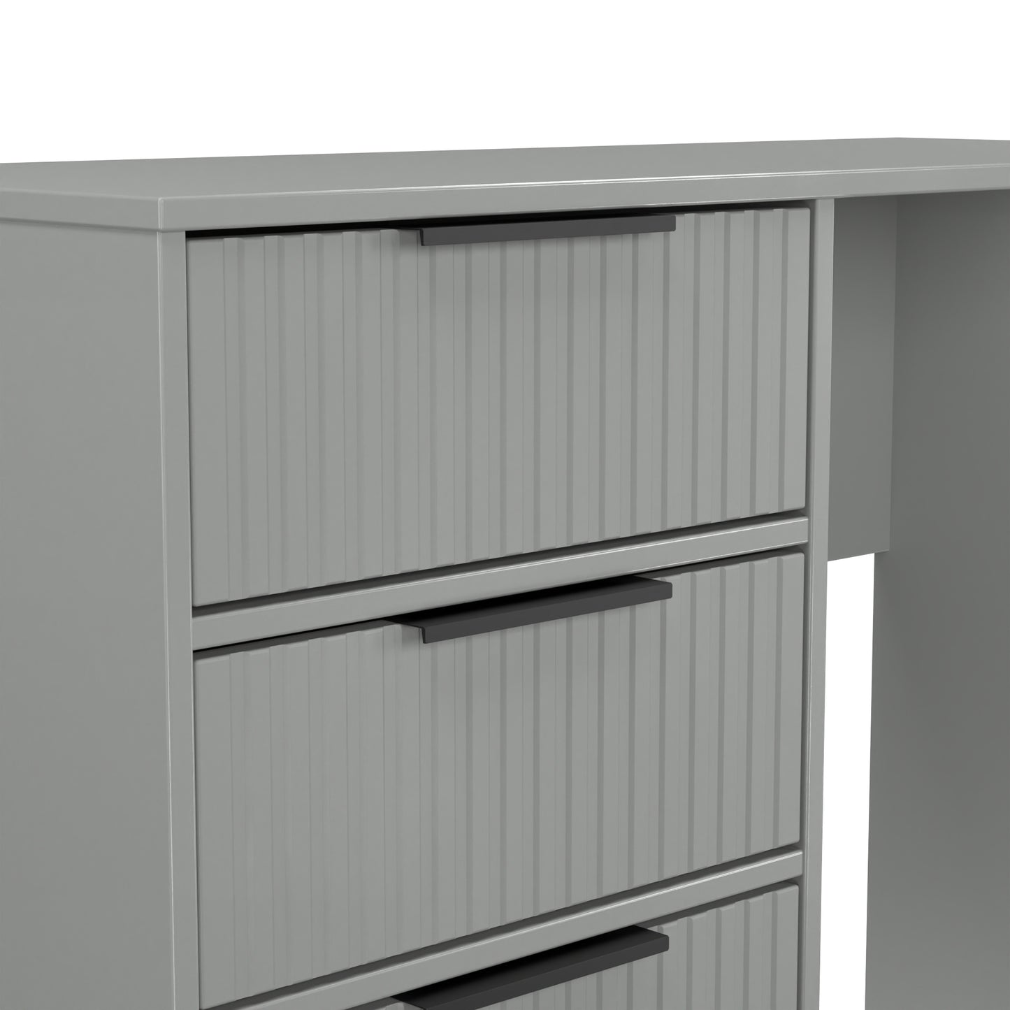 Fluted Desk Grey 4 Drawers 97cm