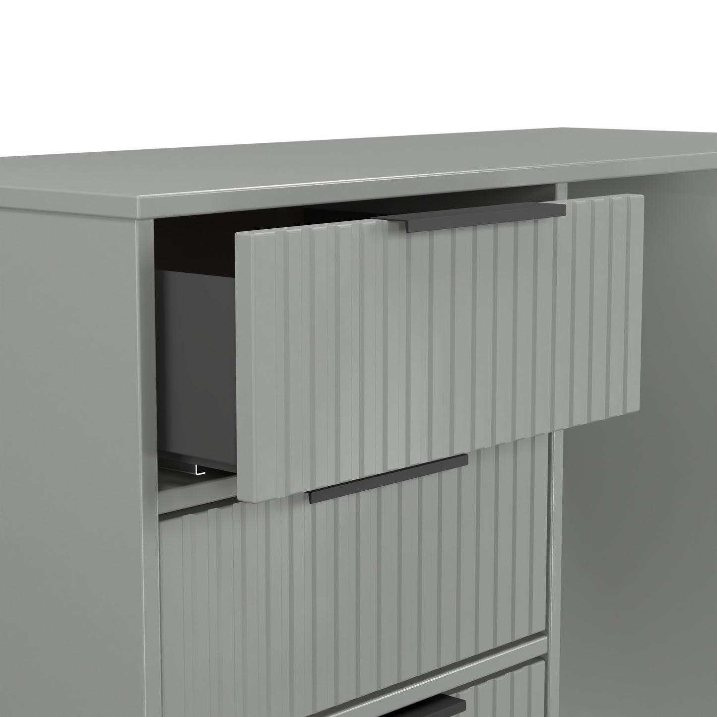 Fluted Desk Grey 4 Drawers 97cm