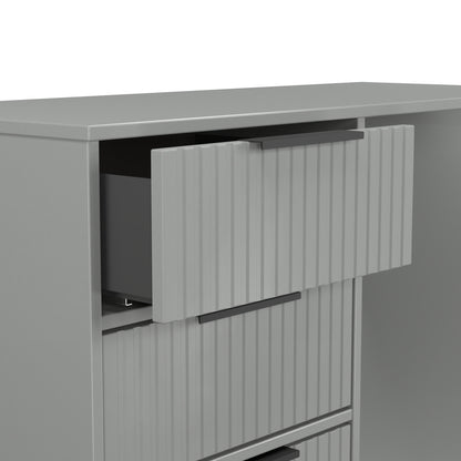 Fluted Desk Grey 4 Drawers 97cm