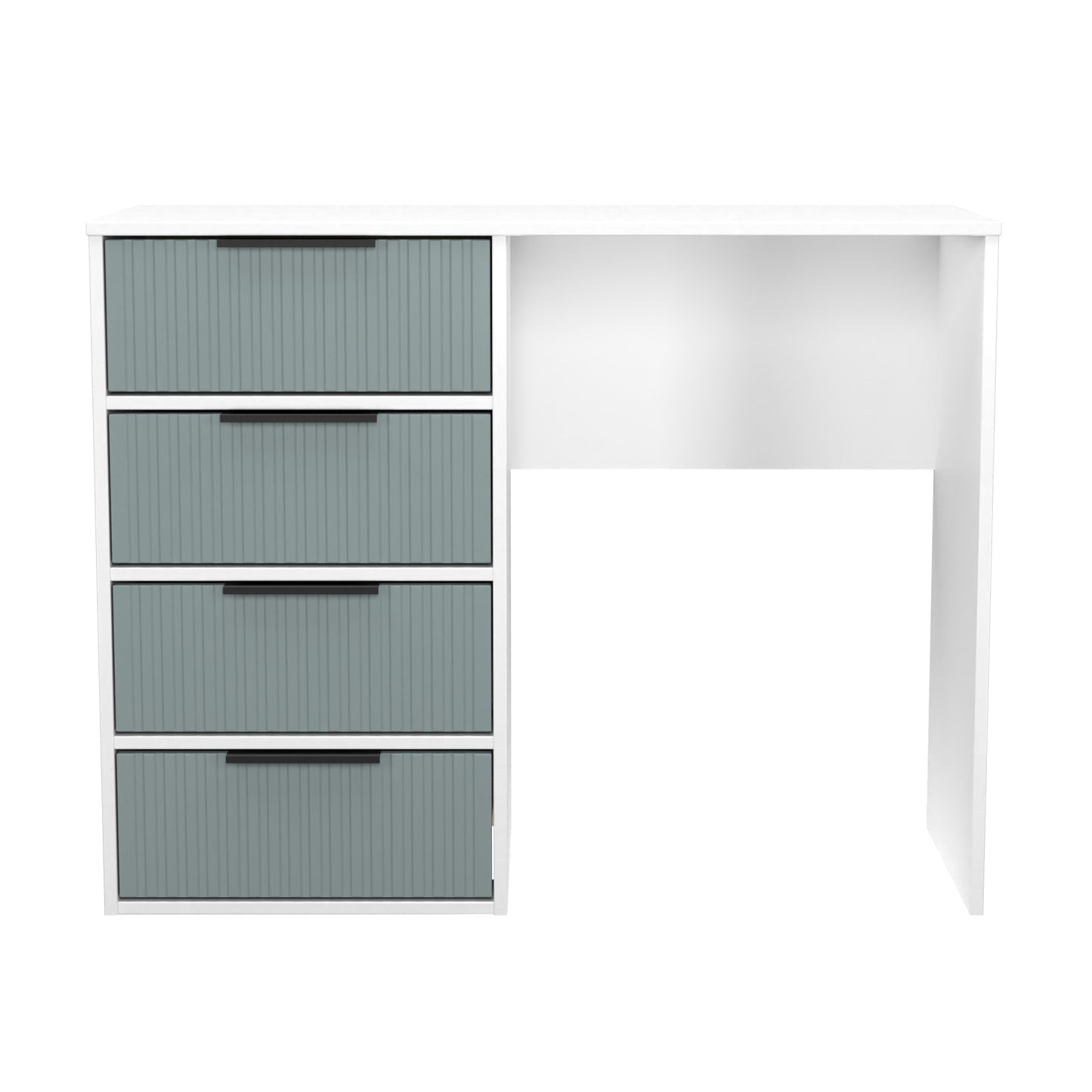 Fluted Desk Teal & White 4 Drawers 97cm