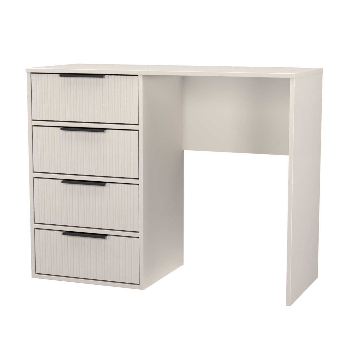 Fluted Desk Off-White 4 Drawers 97cm