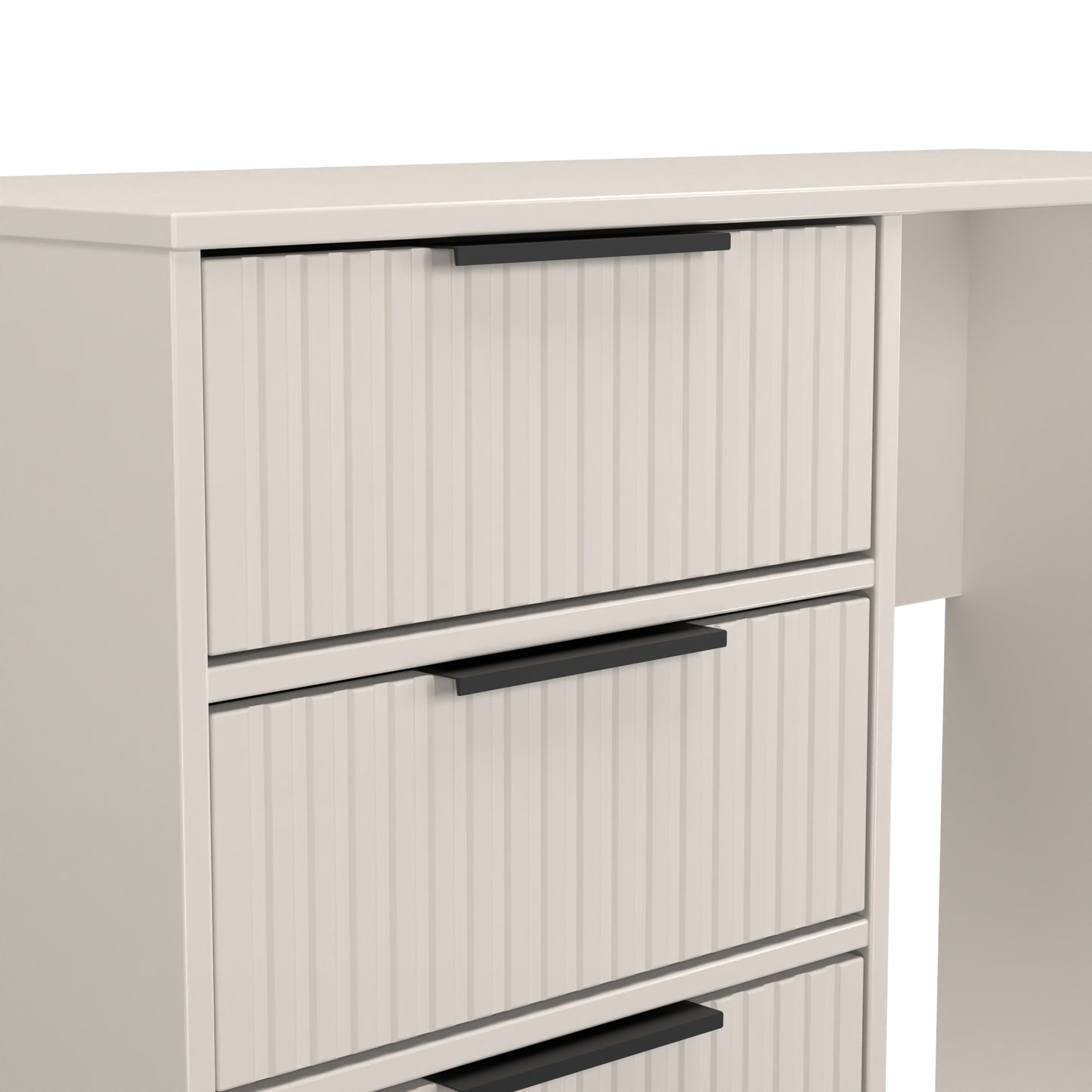 Fluted Desk Off-White 4 Drawers 97cm