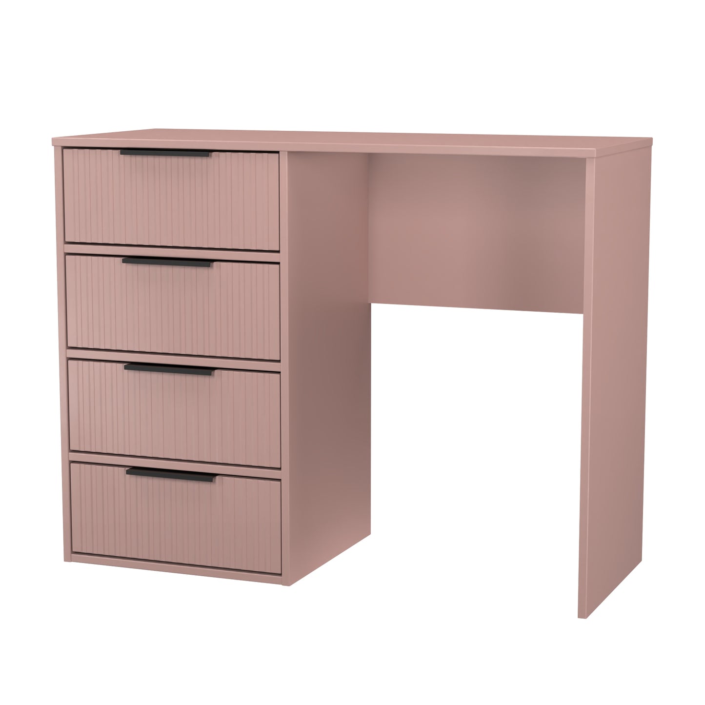 Fluted Desk Pink 4 Drawers 97cm