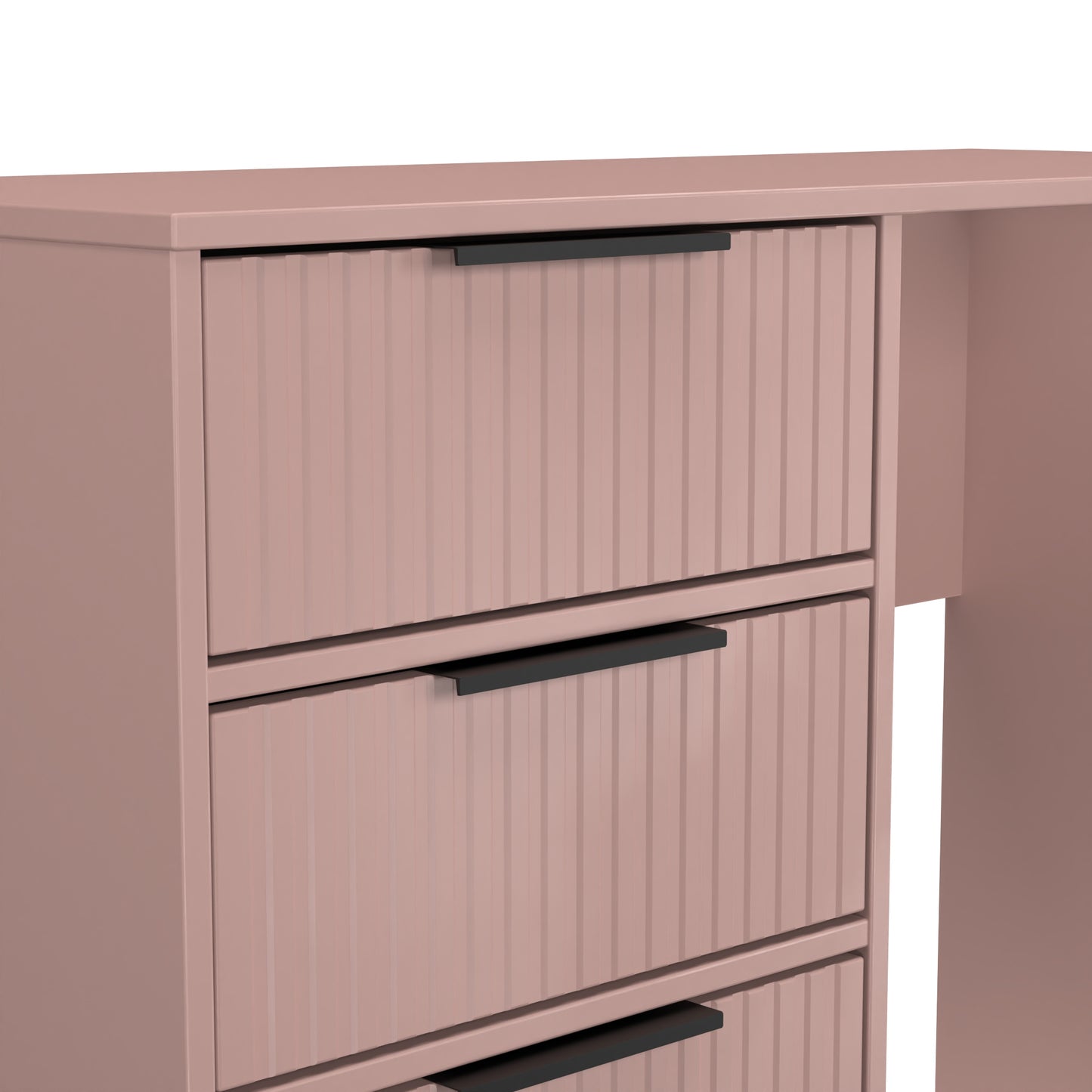 Fluted Desk Pink 4 Drawers 97cm