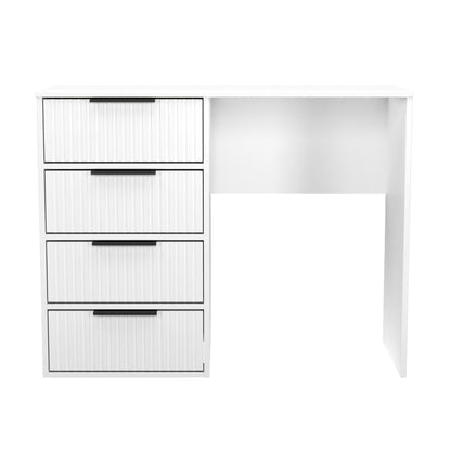Fluted Desk White 4 Drawers 97cm