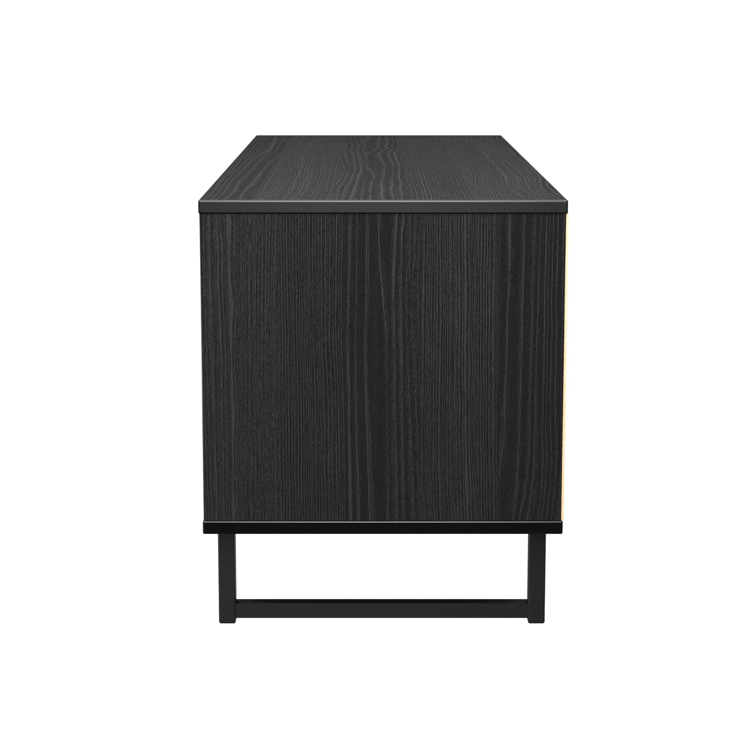 Fluted Large Chest of Drawers Black 4 Drawers 115cm