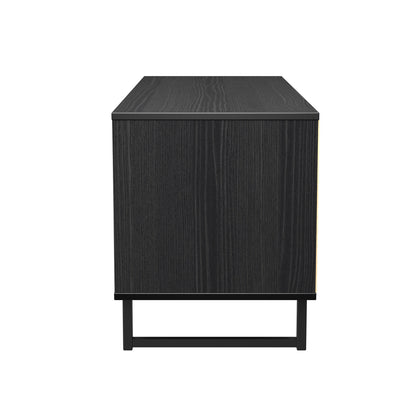 Fluted Large Chest of Drawers Black 4 Drawers 115cm