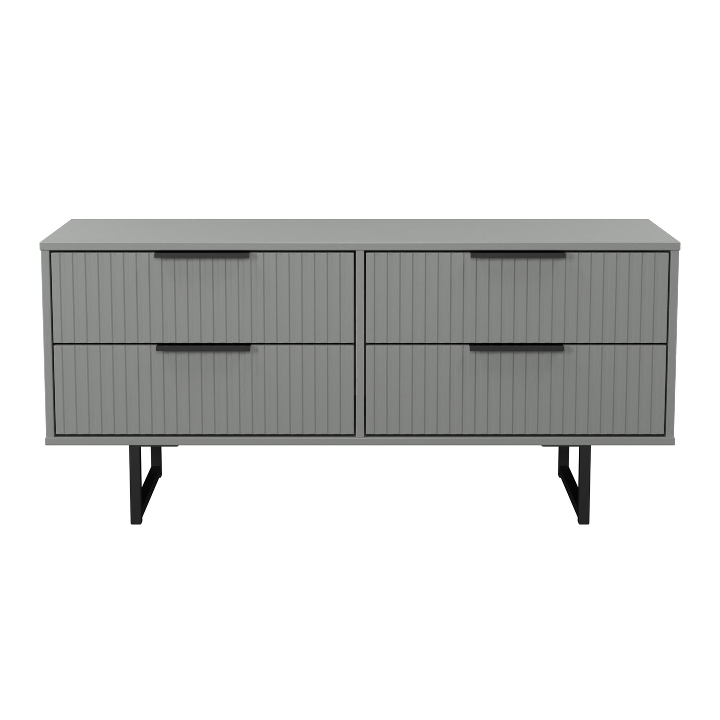 Fluted Large Chest of Drawers Grey 4 Drawers 115cm