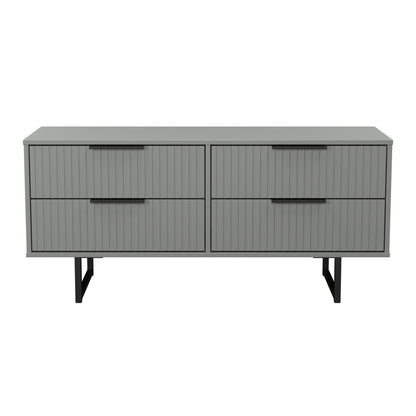 Fluted Large Chest of Drawers Grey 4 Drawers 115cm