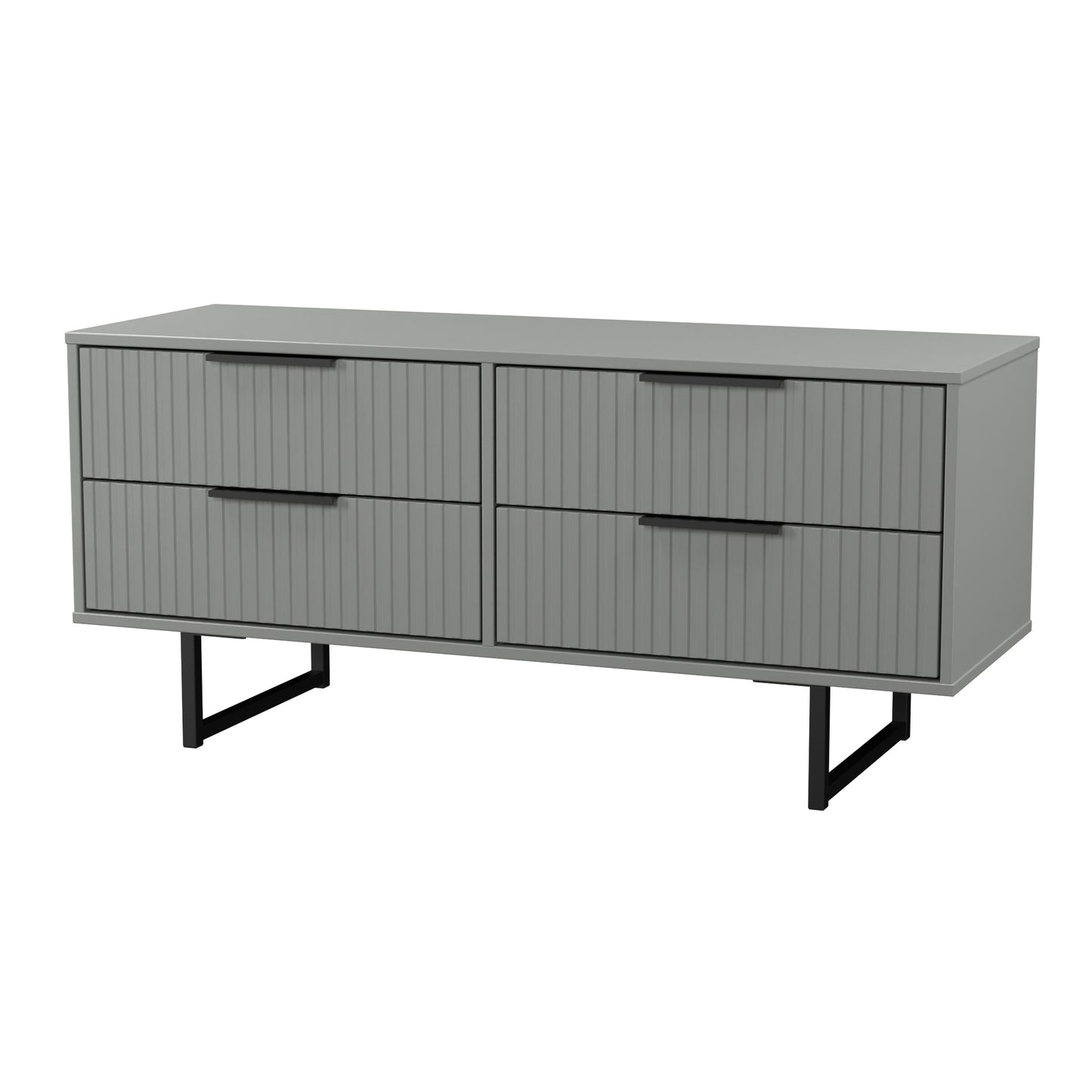 Fluted Large Chest of Drawers Grey 4 Drawers 115cm