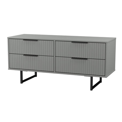 Fluted Large Chest of Drawers Grey 4 Drawers 115cm