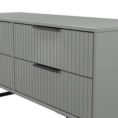 Fluted Large Chest of Drawers Grey 4 Drawers 115cm