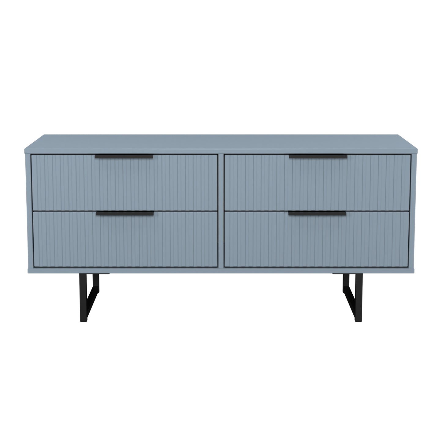 Fluted Large Chest of Drawers Light Blue 4 Drawers 115cm