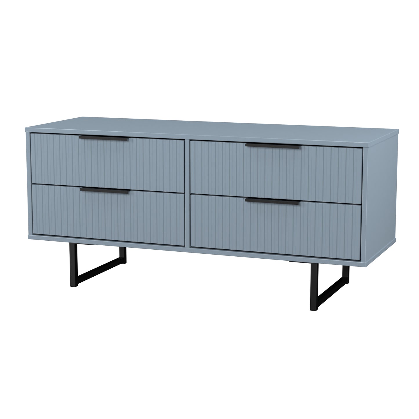 Fluted Large Chest of Drawers Light Blue 4 Drawers 115cm