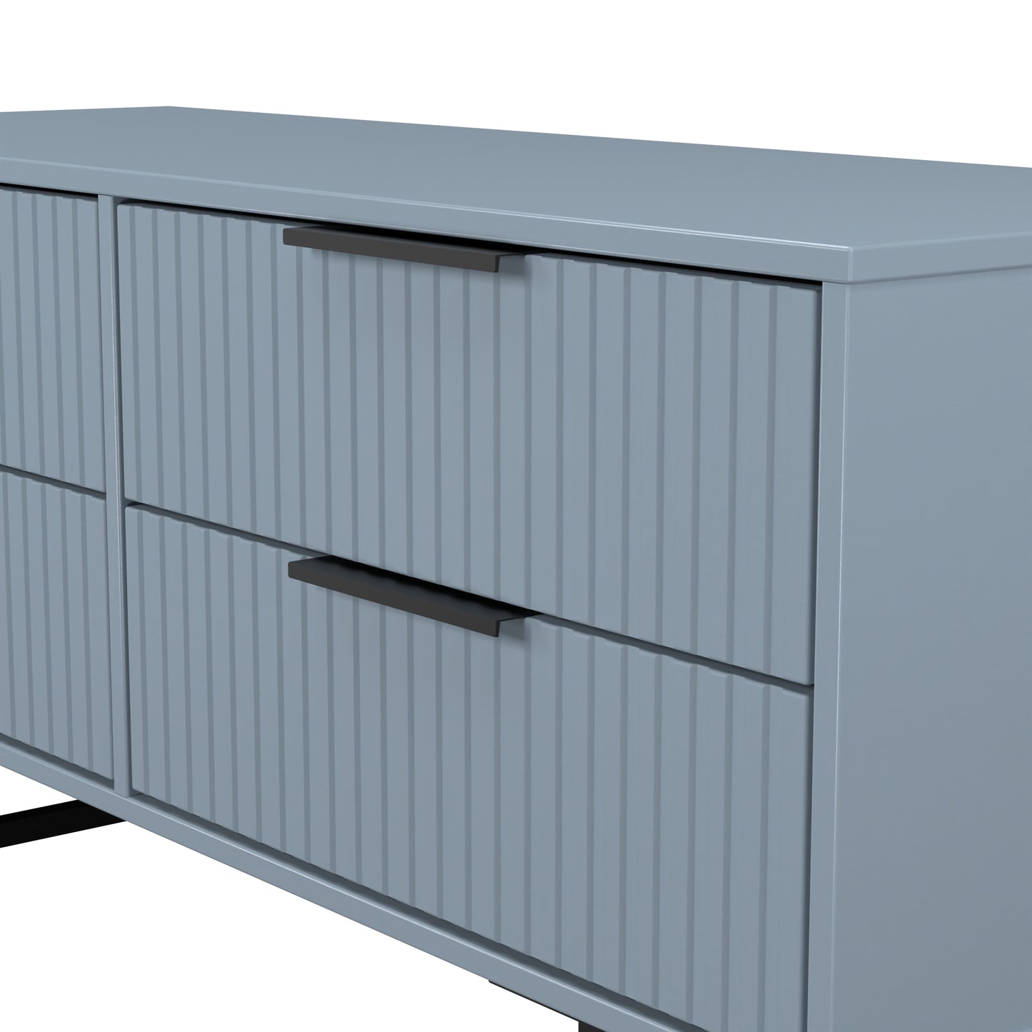 Fluted Large Chest of Drawers Light Blue 4 Drawers 115cm