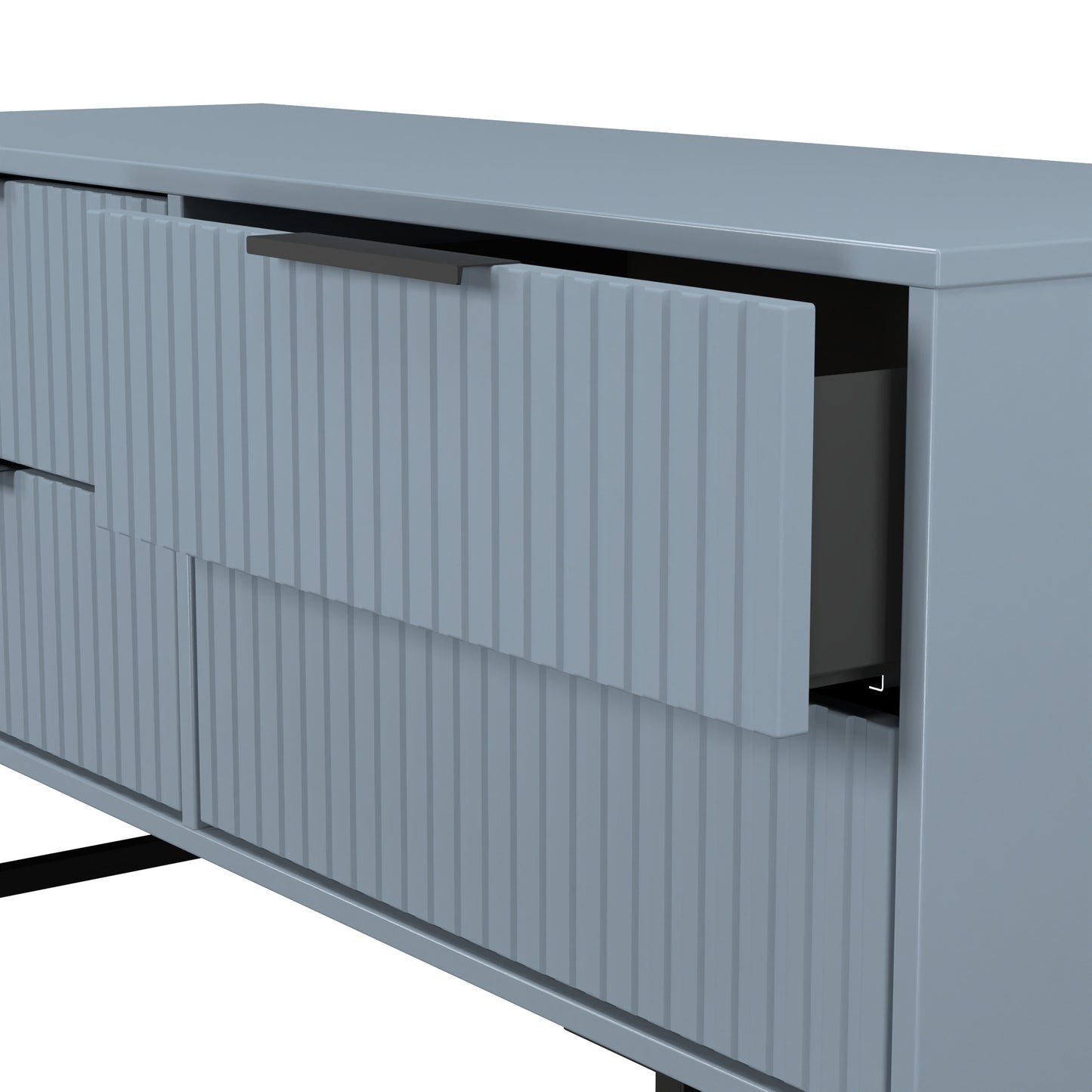 Fluted Large Chest of Drawers Light Blue 4 Drawers 115cm