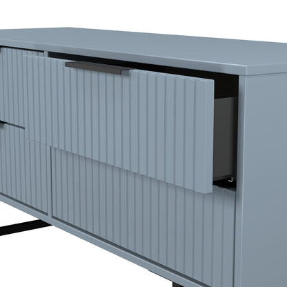 Fluted Large Chest of Drawers Light Blue 4 Drawers 115cm
