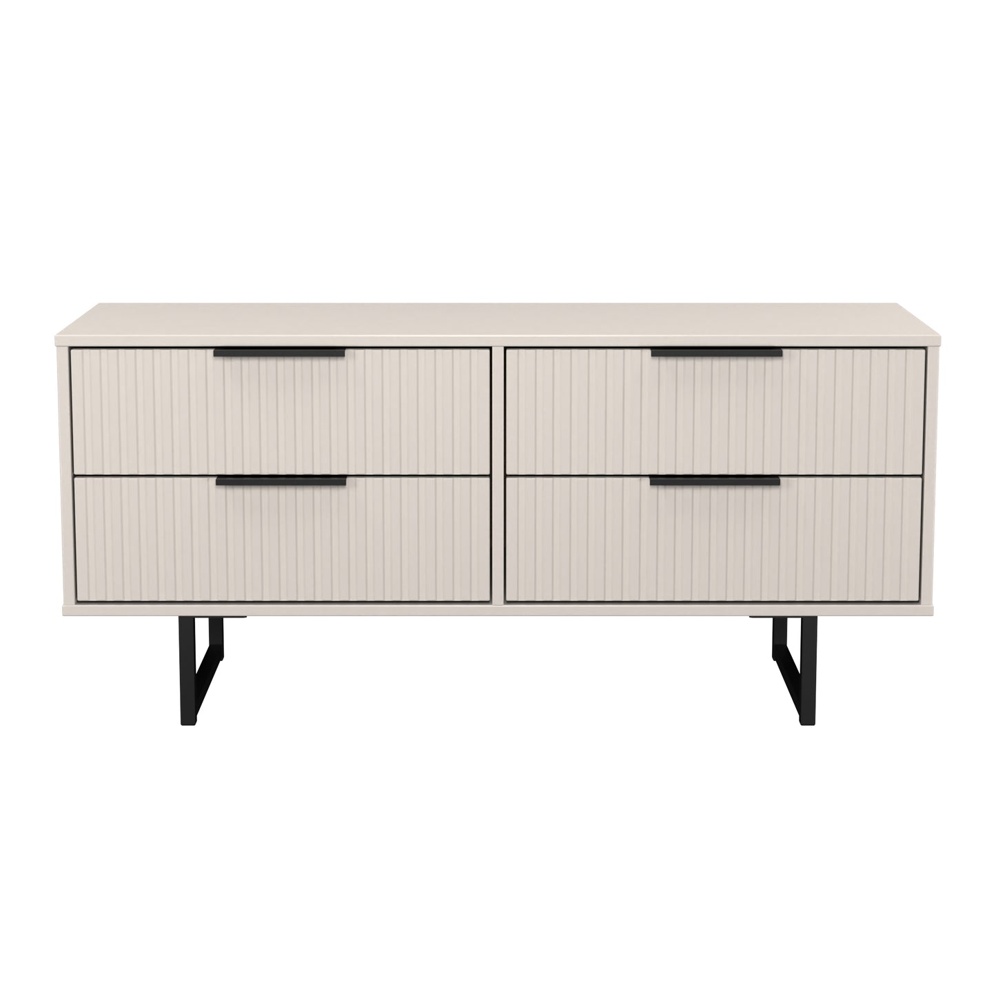 Fluted Large Chest of Drawers Off-White 4 Drawers 115cm