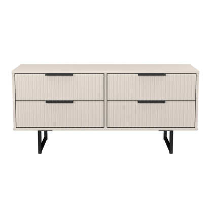 Fluted Large Chest of Drawers Off-White 4 Drawers 115cm