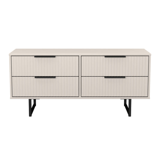 Fluted Large Chest of Drawers Off-White 4 Drawers 115cm