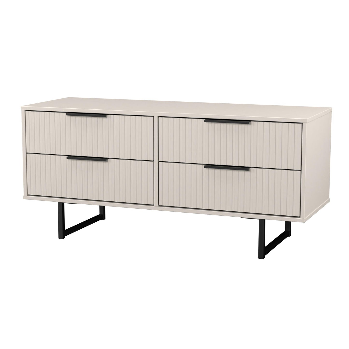 Fluted Large Chest of Drawers Off-White 4 Drawers 115cm