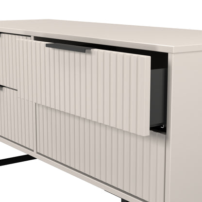 Fluted Large Chest of Drawers Off-White 4 Drawers 115cm