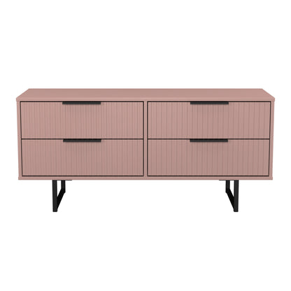 Fluted Large Chest of Drawers Pink 4 Drawers 115cm
