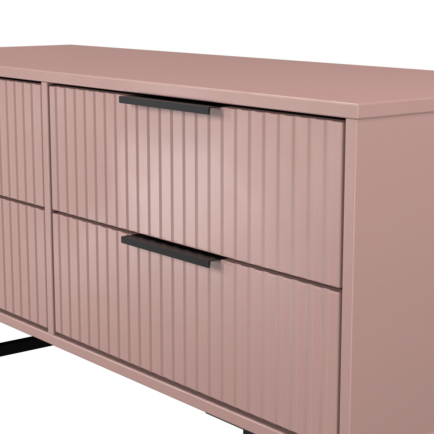 Fluted Large Chest of Drawers Pink 4 Drawers 115cm
