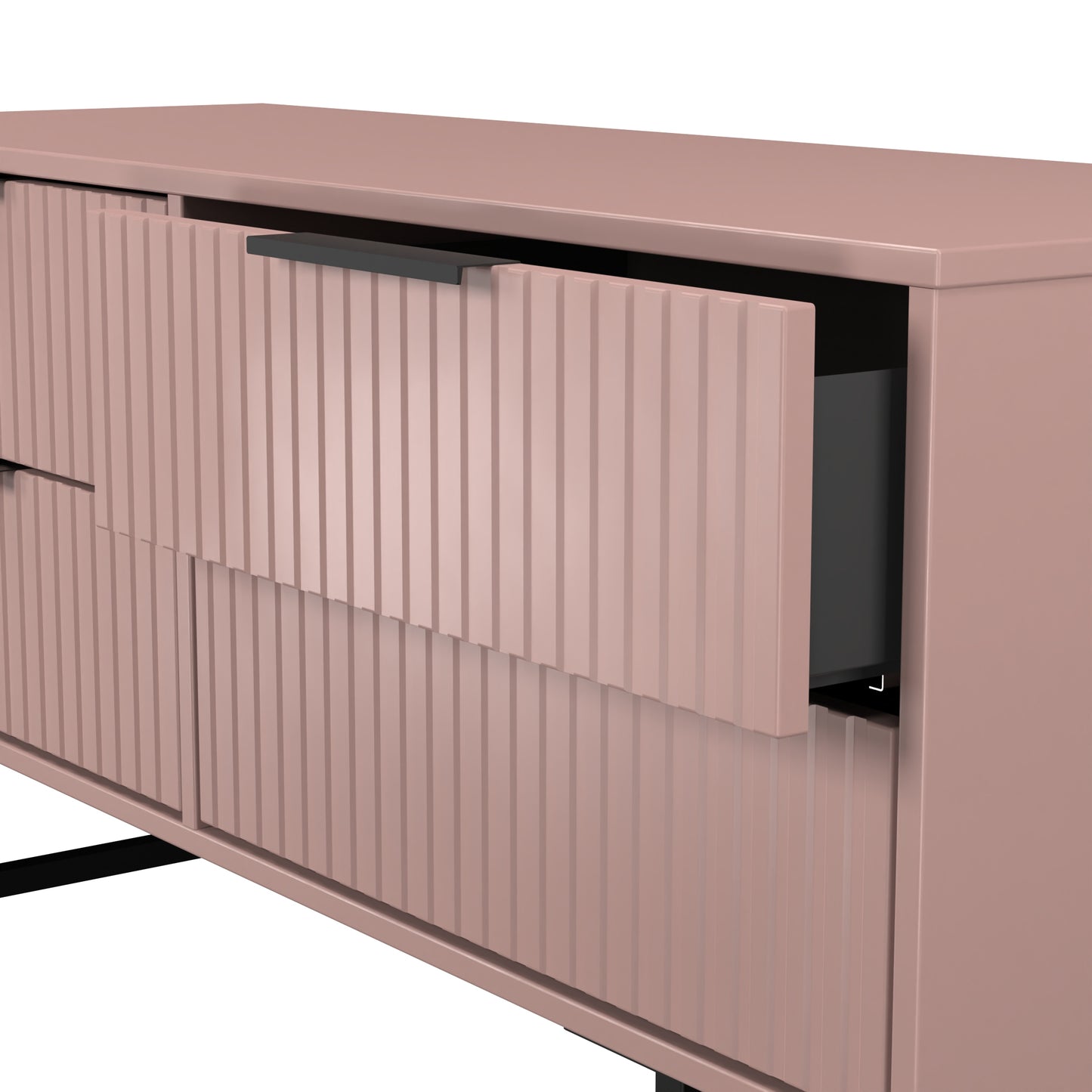 Fluted Large Chest of Drawers Pink 4 Drawers 115cm
