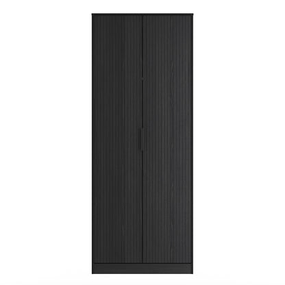 Fluted Tall Wardrobe Black 1 Shelf 197cm